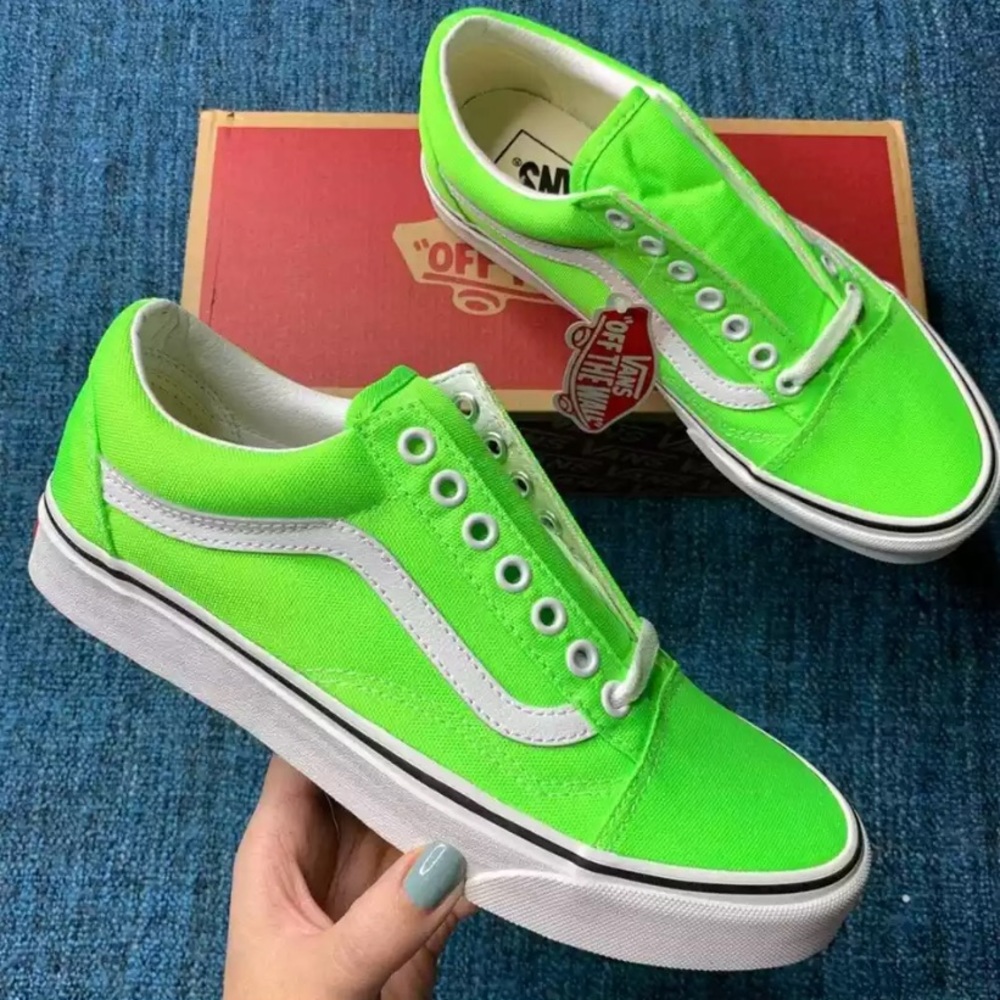 Vans Old Skool Neon Green Gecko Sneakers Women's Size 5.5 Shoes NWT